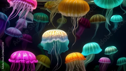jellyfish in the sea, ai generated, looped animation for background, vj, vr