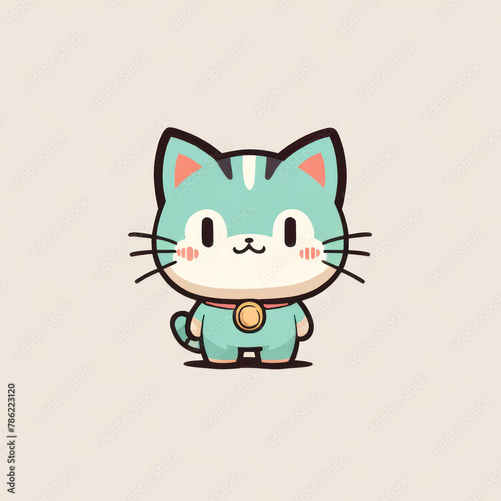 Happy Cartoon Kitten Illustration with Cute Design and Sweet Smile Happy Cartoon Kitten Illustration with Cute Design and Sweet Smile