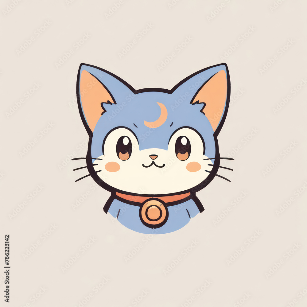 Happy Cartoon Kitten Illustration with Cute Design and Sweet Smile Happy Cartoon Kitten Illustration with Cute Design and Sweet Smile