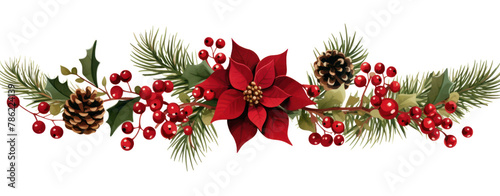 watercolor christmas garland clipart on white background