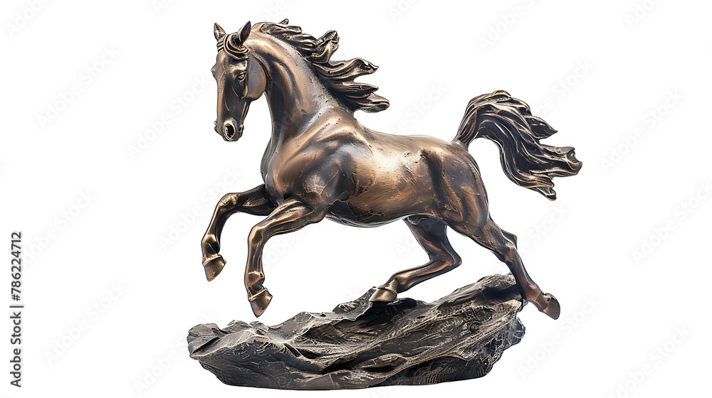 A beautiful horse statue for home decor on a white background  