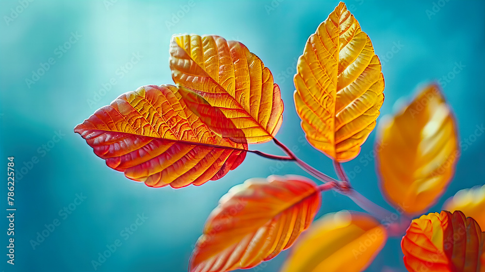 Close-Up of Autumn Foliage, Featuring a Blend of Warm Colors and Detailed Textures, Perfect for Seasonal Themes