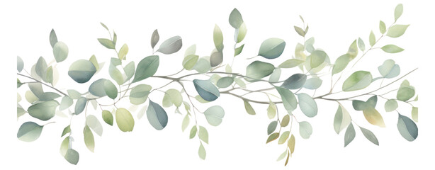 watercolor green plants set collection leaf herbal flower