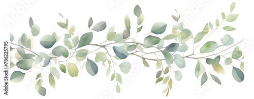 watercolor green plants set collection leaf herbal flower