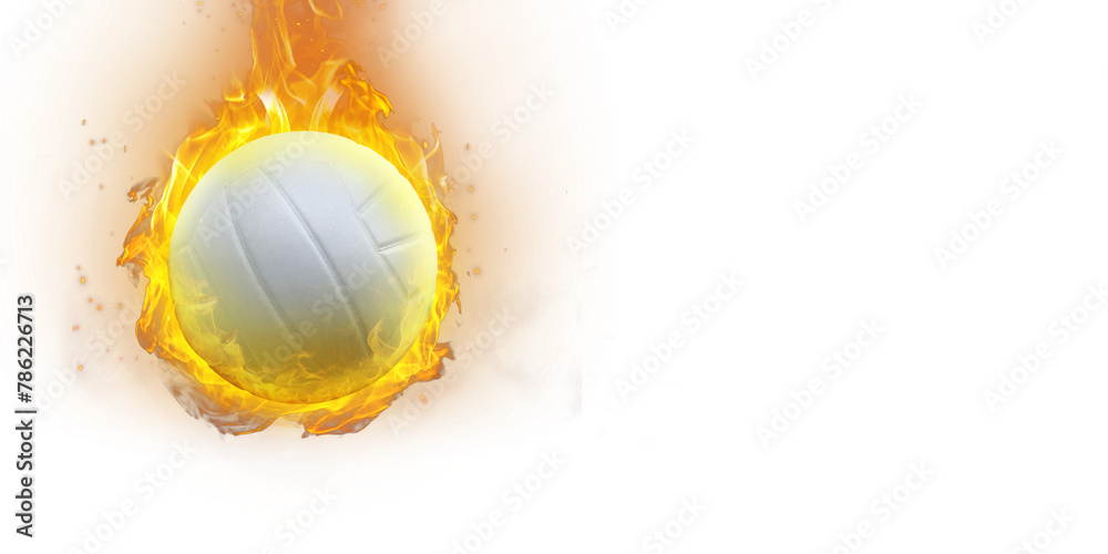 Volleyball ball on fire PNG transparent