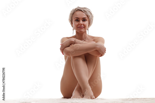 young woman naked yoga