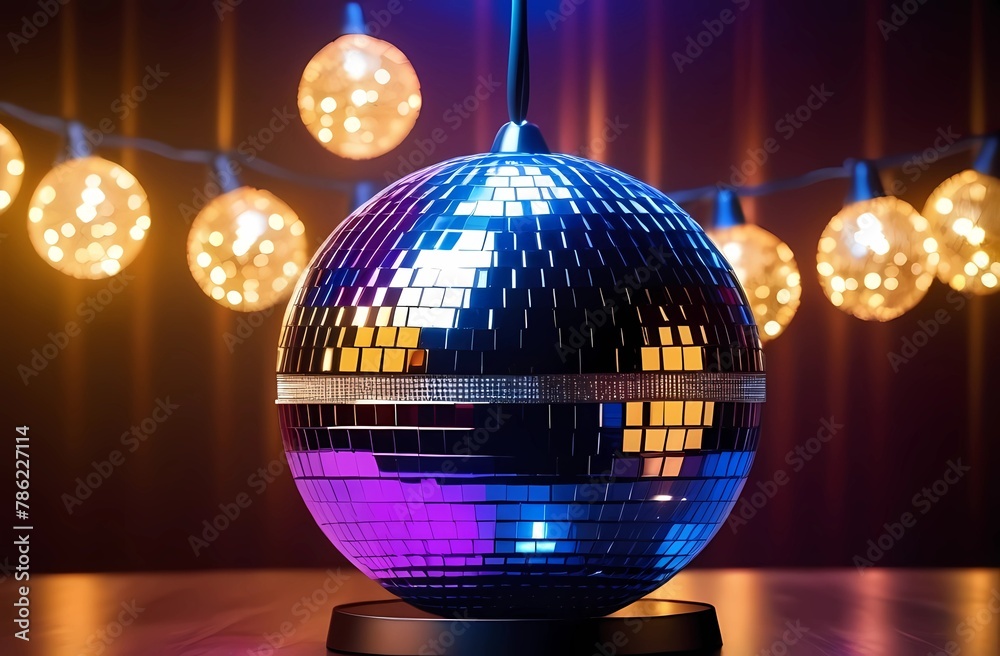 Fototapeta premium Disco Ball and Party Lights Setting the Mood. Party and Celebration.