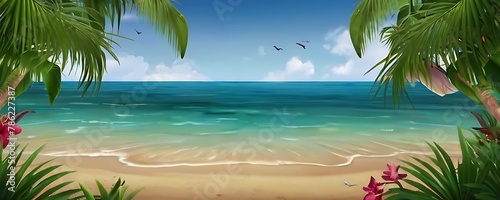 Summer Beach Background. Sea panorama bay tropical beach background