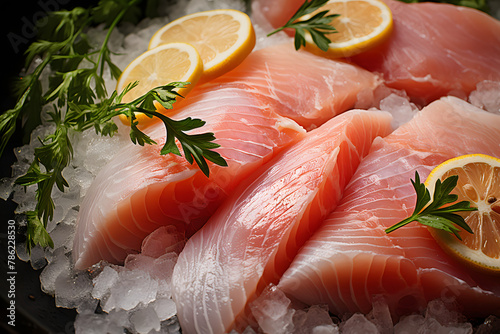 Yellowtail snapper fillet on a fresh fish market