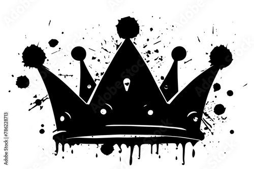 King's Crown: Hip Hop Street Art Vector with Grunge Spray Paint Drip and Graffiti Font. photo