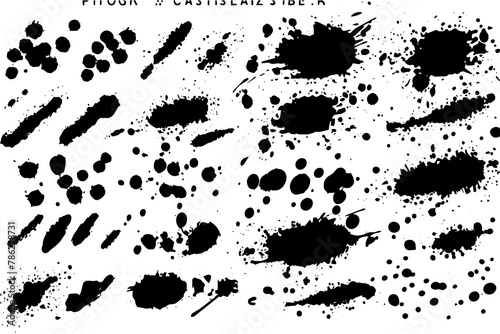 Vector Brushstroke Collection: Black Ink Splashes and Paintbrush Strokes Set.