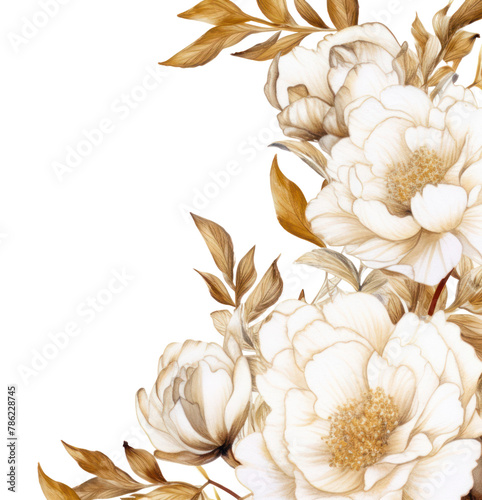 PNG Peony border frame backgrounds pattern white