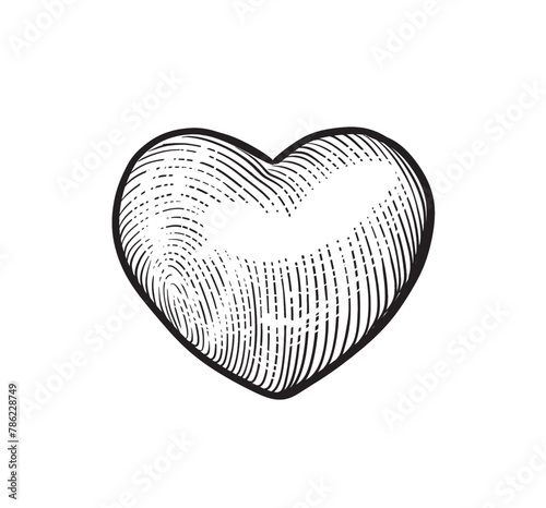 Heart with rays. Vector black vintage engraving illustration isolated on a white background. For web, poster, info graphic.	