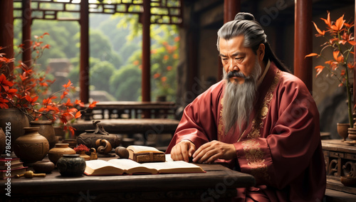 Confucius in his office photo