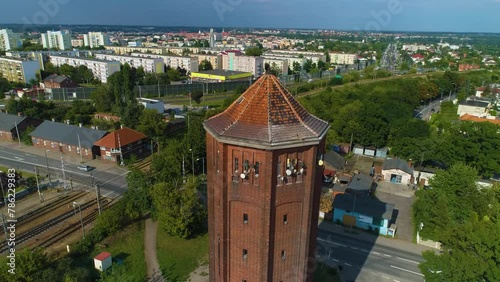Historic Water Tower Kalisz Wieza Cisnien Aerial View Poland photo