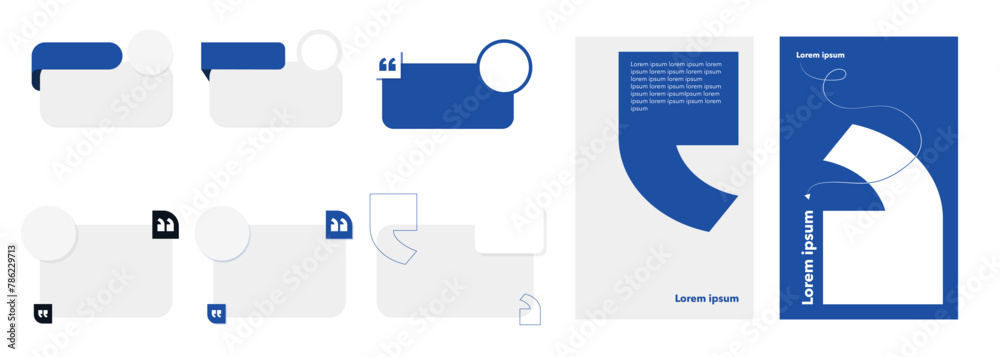 Set of Editable minimal square banner template. Grey and blue background color. Suitable for social media post and web internet ads. Quote frame