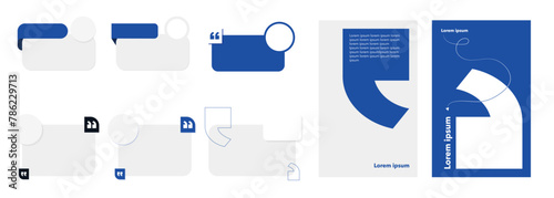 Set of Editable minimal square banner template. Grey and blue background color. Suitable for social media post and web internet ads. Quote frame