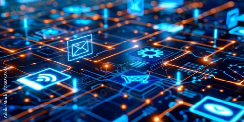 Digital Circuit Board Network in Space.