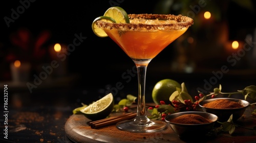 Spiced Autumn Cocktail with Cinnamon and Citrus Garnish