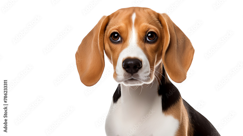 Beagle dog on white background pet for family cute beagle beagle is waiting 