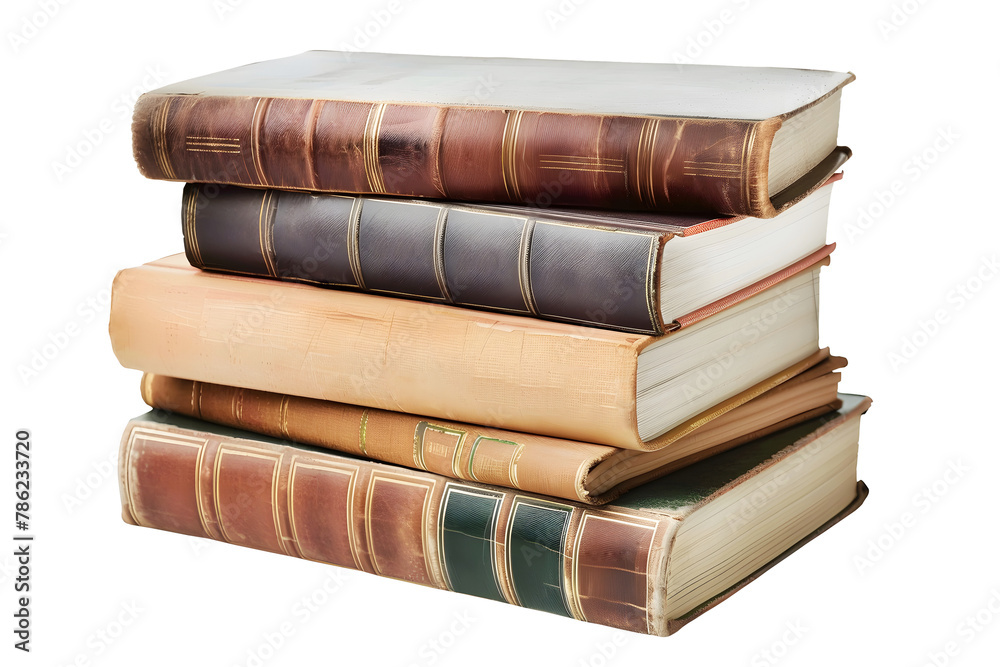 Stack of old books isolated on transparent background. PNG format Stack of old books isolated on transparent background. PNG format