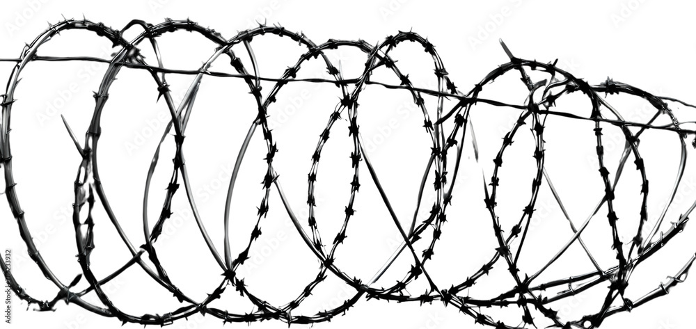 stretched barbed wire fence on white background stretched barbed wire fence on white background