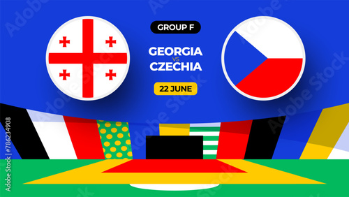 Georgia vs Czechia football 2024 match versus. 2024 group stage championship match versus teams intro sport background, championship competition.