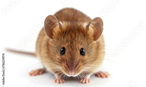 Close-Up Portrait of a Field Mouse on a White Background