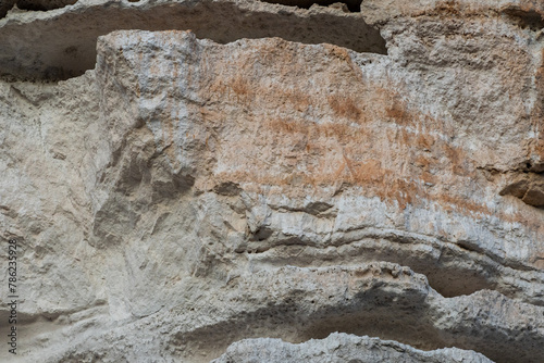 Natural walk next to the júcar river, popular cave houses, carved into the mountain,  region of La Manchuela, in Alcalá del Júcar (Albacete, Spain). photo