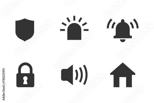 Security systems or UI monochrome icons set