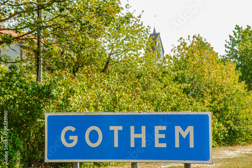 Gotland in Schweden - Ortsschild Gothem 
