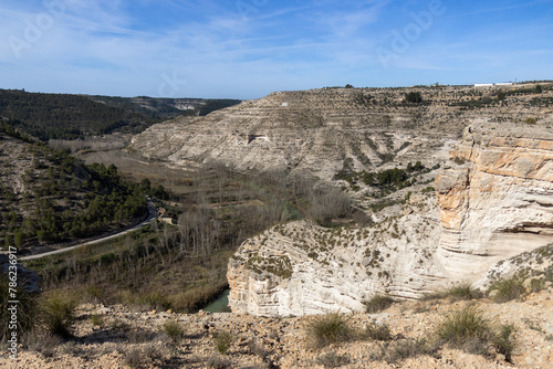 Sickle of the Júcar River from above the castle of Alcala del Jucar in the province of Albacete, La Manchuela, Castila la Mancha, Spain photo
