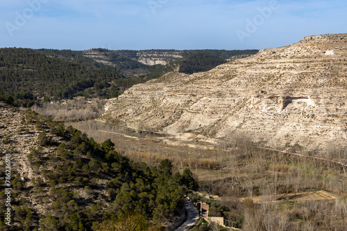 Sickle of the Júcar River from above the castle of Alcala del Jucar in the province of Albacete, La Manchuela, Castila la Mancha, Spain photo