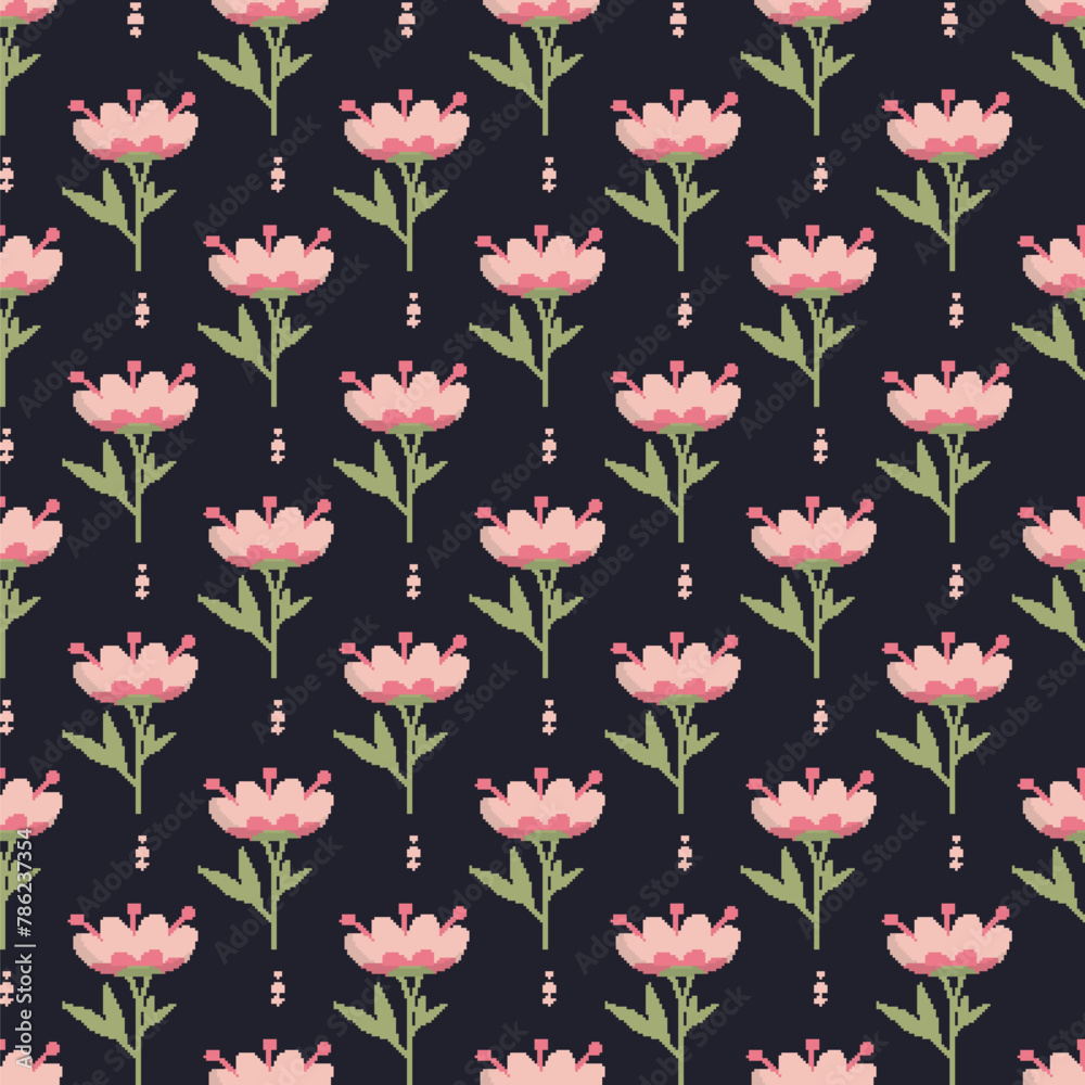 Vector decorative floral pattern. Fontasia flower on a dark background.