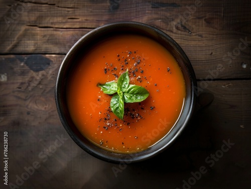 tomato soup with basil photo