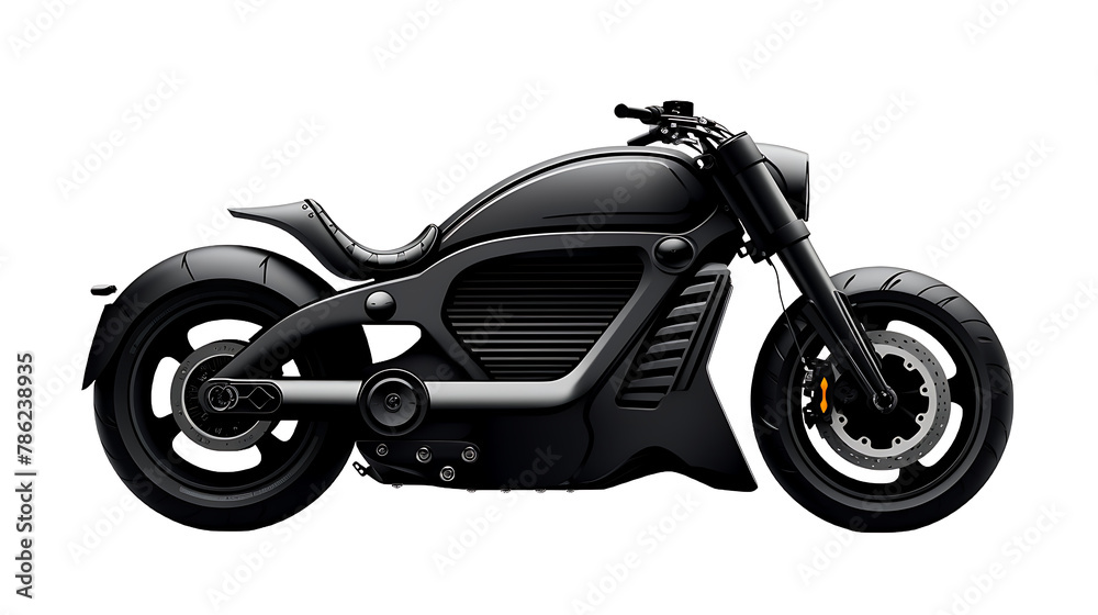 Black electric bike - Isolated on white background 