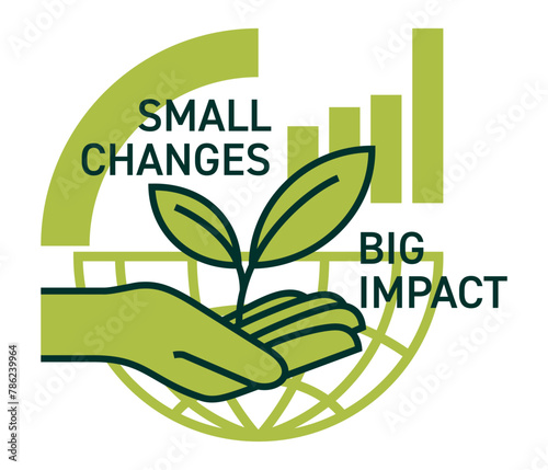 Small Changes, Big Impact slogan - hand with sprout