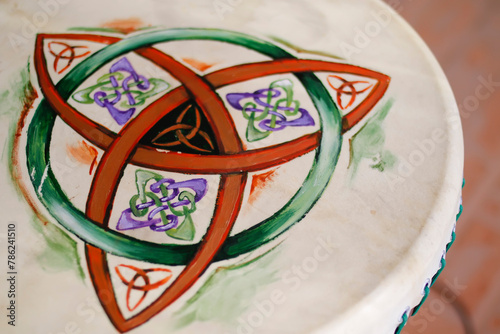 triskle - Celtic detail drawn on drum leather