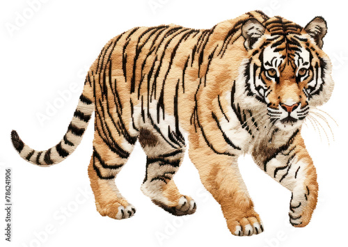 PNG Tiger in embroidery style wildlife animal mammal