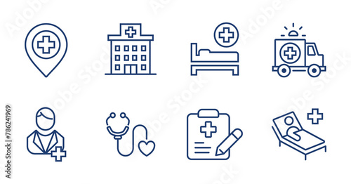 hospital icon vector set medical clinic medic elements line signs collection for web and app