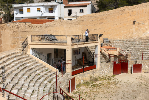 Panoramic view Alcalá del Júcar Bullring, late 19th century, being one of the oldest in Spain, located in La Manchuela Alcalá del Júcar, one of the most beautiful towns photo