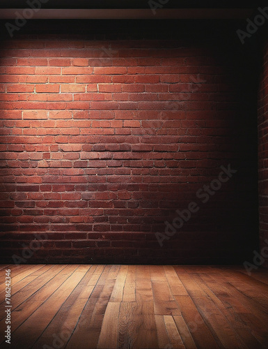 Shot of brick wall background, spooky basement room photo