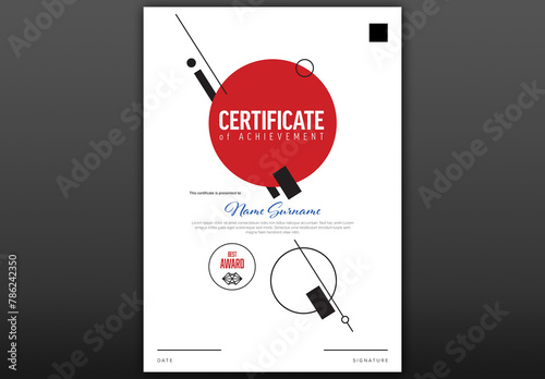 Japan style minimalistic simple certificate achievement document template