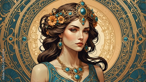 Art Nouveau style AI-Generated women illustration