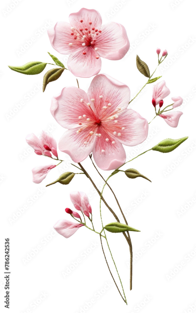 PNG Flower blossom embroidery petal plant