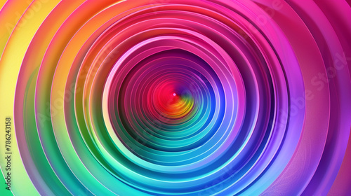 3D circle with a rainbow gradient  a vibrant spectacle of color radiating outwards.
