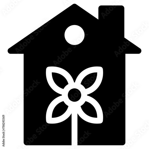 fflower house icon, simple vector design photo