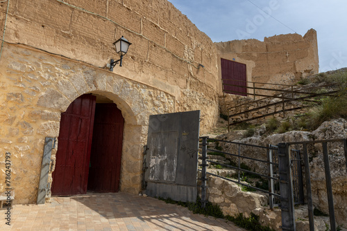 Panoramic view Alcalá del Júcar Bullring, late 19th century, being one of the oldest in Spain, located in La Manchuela Alcalá del Júcar, one of the most beautiful towns photo