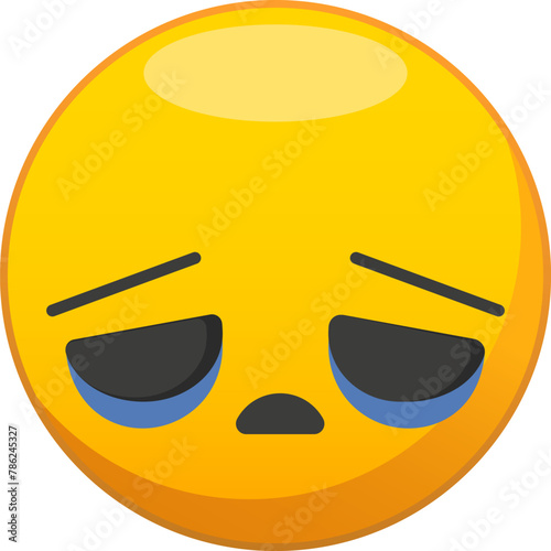 Vector illustration of a yellow depressed face.