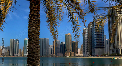 Buildings on the new Corniche in Sharjah, United Arab Emirates